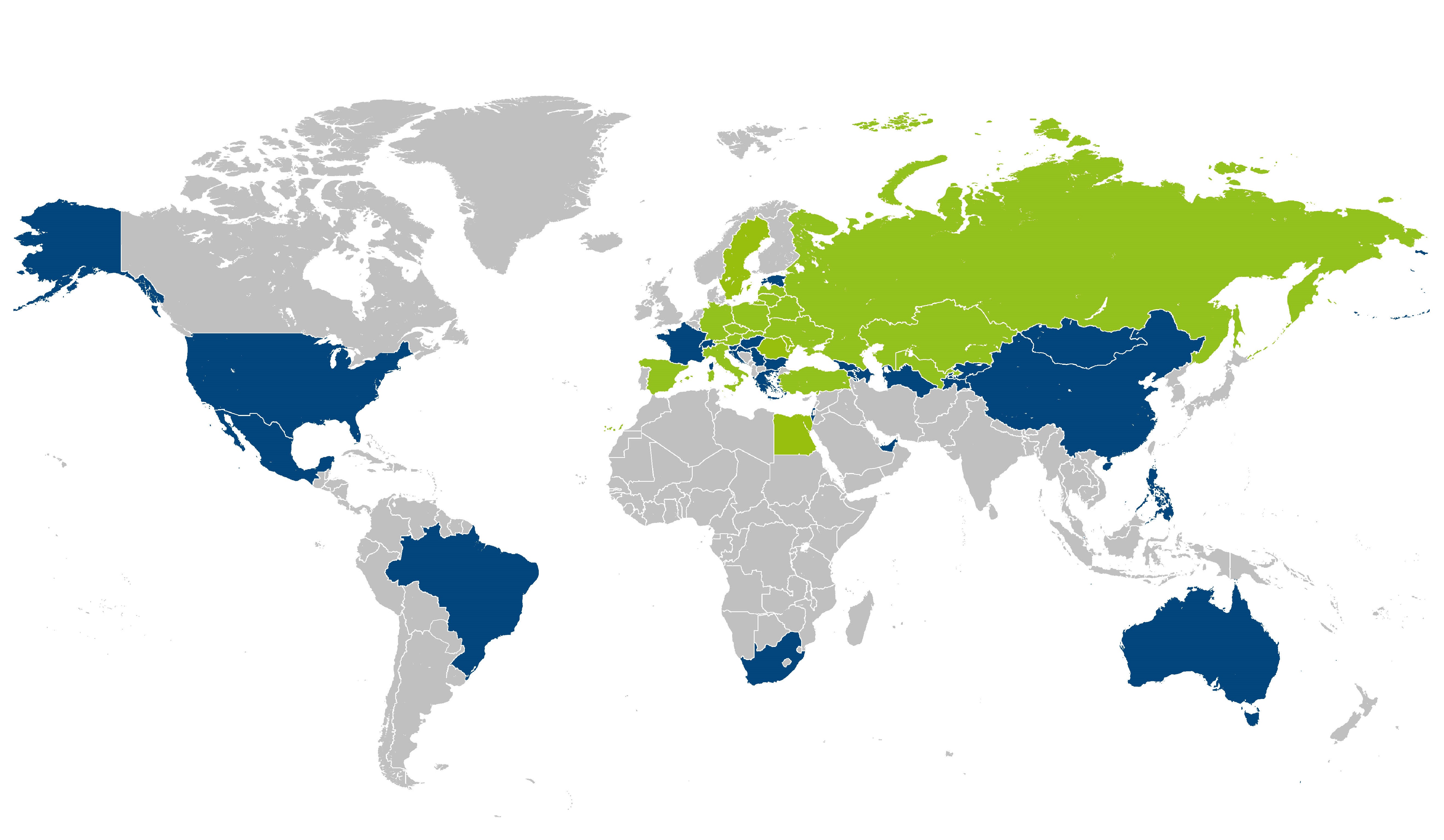 Weltkarte: Bionorica-Standorte und Vertriebspartner weltweit