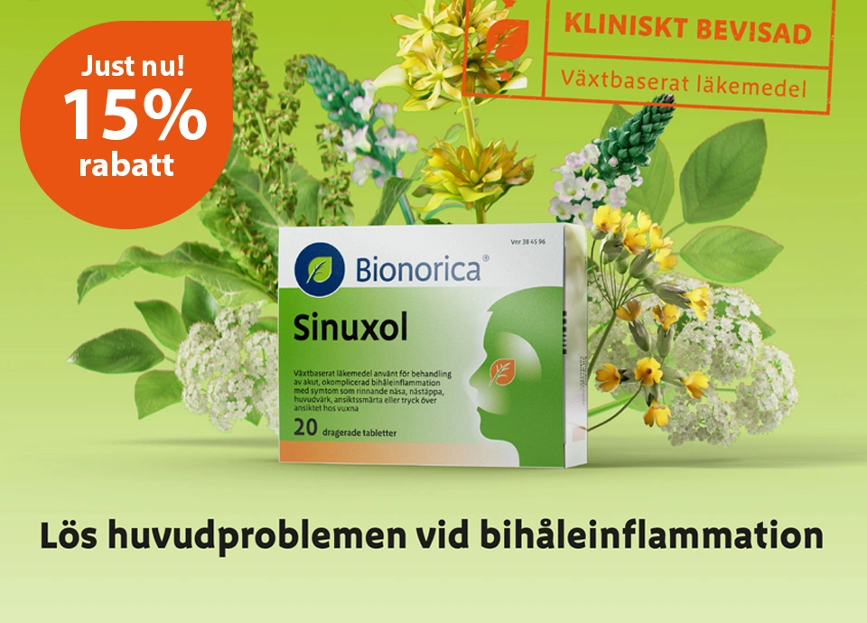 Sinuxol 15% rabatt hos Apotea